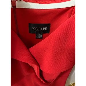 Red off the shoulder floor length evening gown